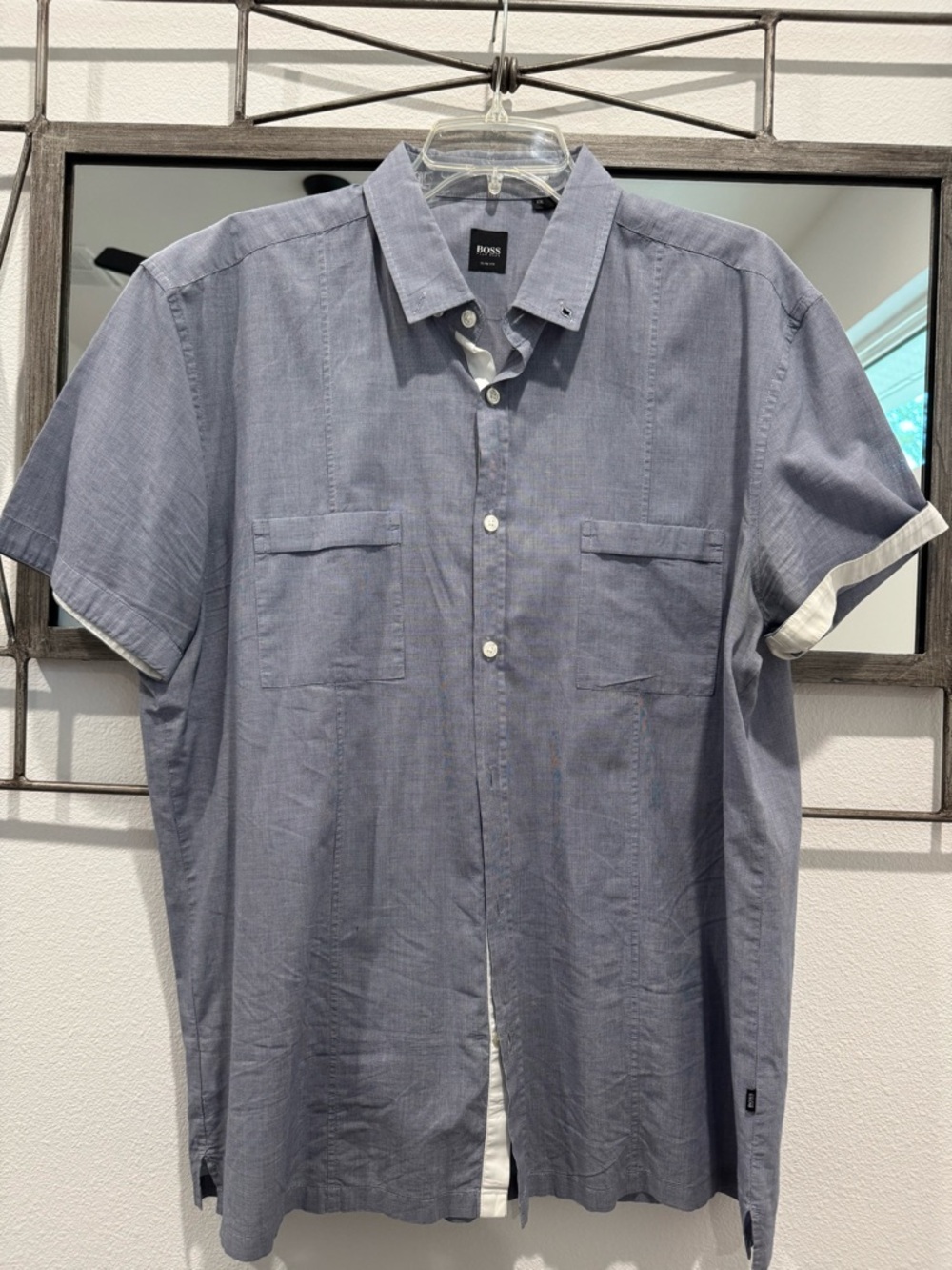 Hugo Boss Short-Sleeve Light Blue Button-Down Shirt